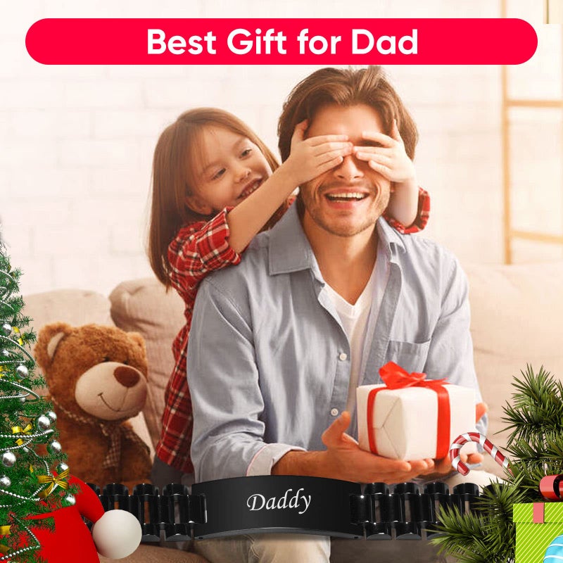 VNOX Dad Bracelet for Men Personalized Jewelry Fathers Gifts for Dad Daddy form Daughter for Father Day Birthday Day Masculine Width Band Stainless Steel Link Bracelet - Image 2